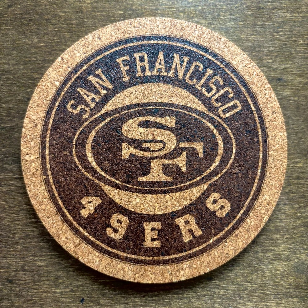 San Francisco 49ers Logo Laser Engraved Cork Coaster